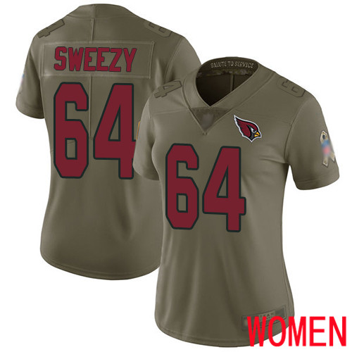 Arizona Cardinals Limited Olive Women J.R. Sweezy Jersey NFL Football #64 2017 Salute to Service->women nfl jersey->Women Jersey